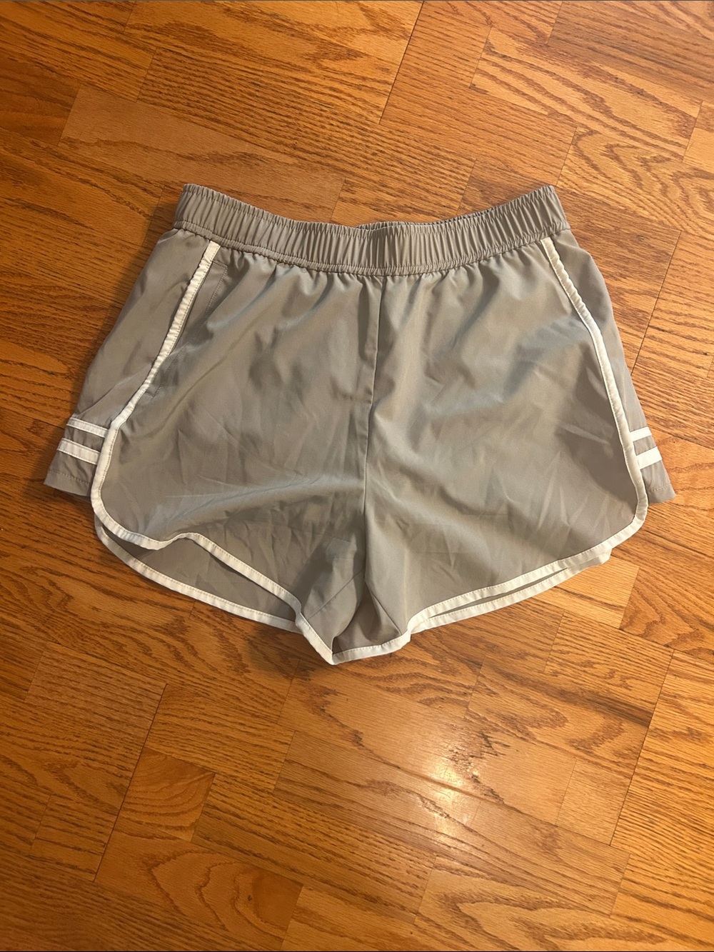 Women's Light Gray Athletic Shorts with White Trim
